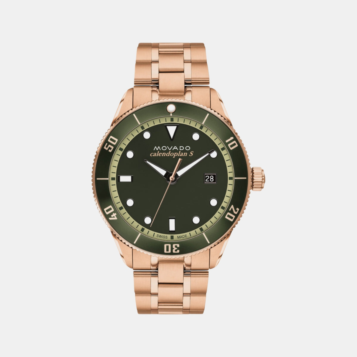 Heritage Calendoplan S Men Quartz Green Dial Analog Stainless Steel Watch 3650186