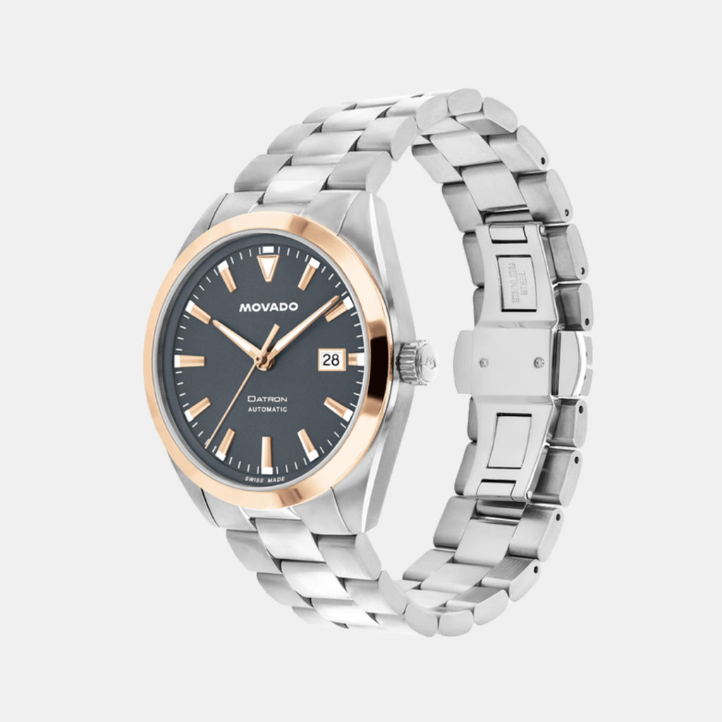 Heritage Men Quartz Charcoal Grey Dial Analog Stainless Steel Watch 3650209