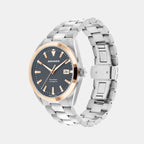 Heritage Men Quartz Charcoal Grey Dial Analog Stainless Steel Watch 3650209