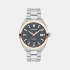Heritage Men Quartz Grey Dial Analog Stainless Steel Watch 3650209