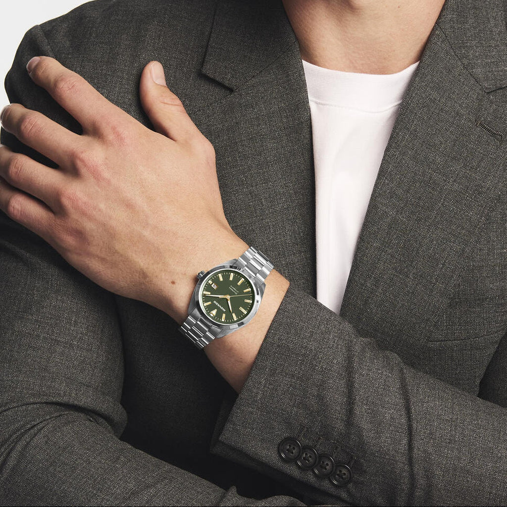 Heritage Men Automatic Green Dial Analog Stainless Steel Watch 3650236