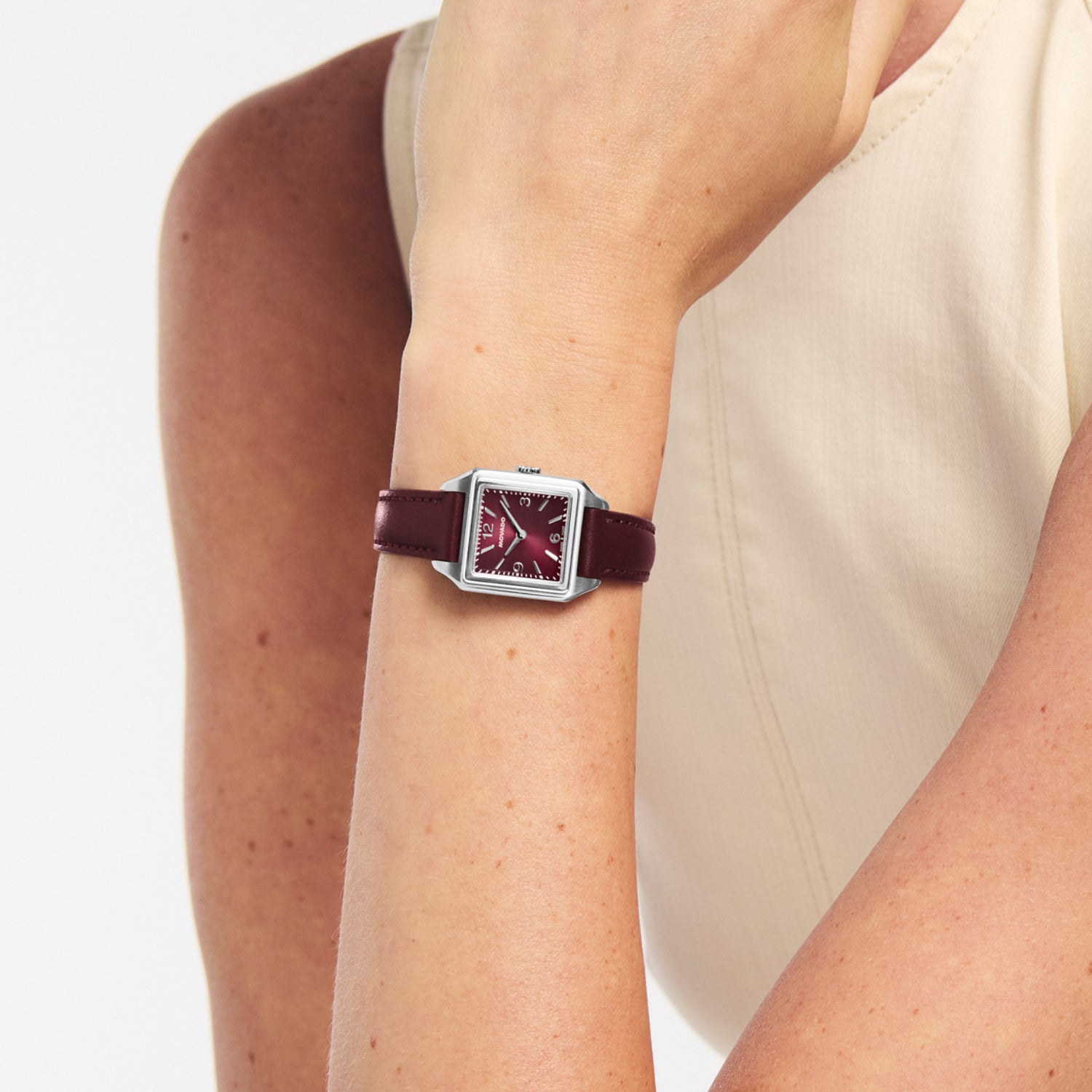 Heritage 1917 Women Quartz Burgundy Dial Analog Leather Watch 3650247