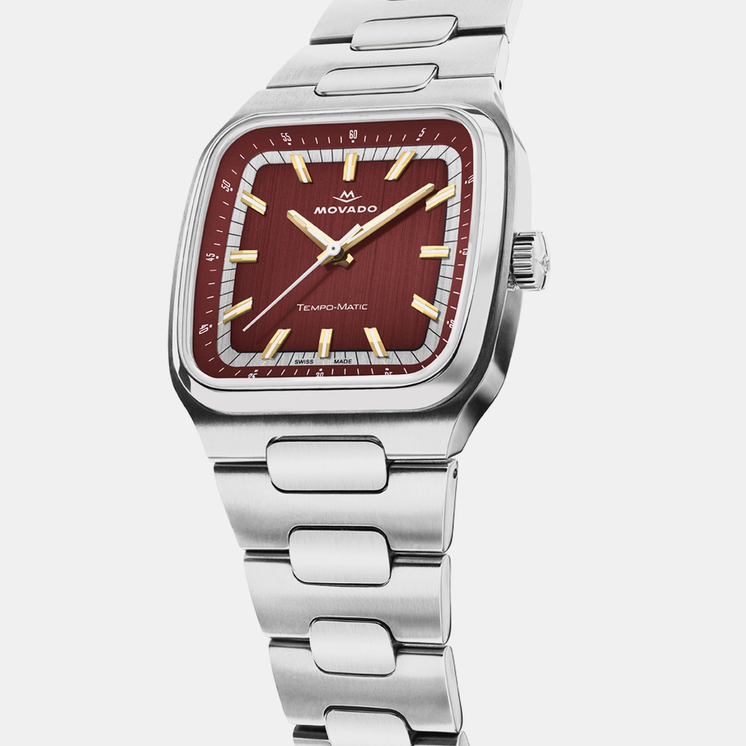 Heritage Tempo-matic Men Automatic Red Dial Analog Stainless Steel Watch 3650266