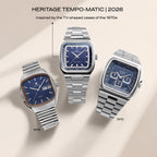 Heritage Tempo-matic Men Automatic Red Dial Analog Stainless Steel Watch 3650266