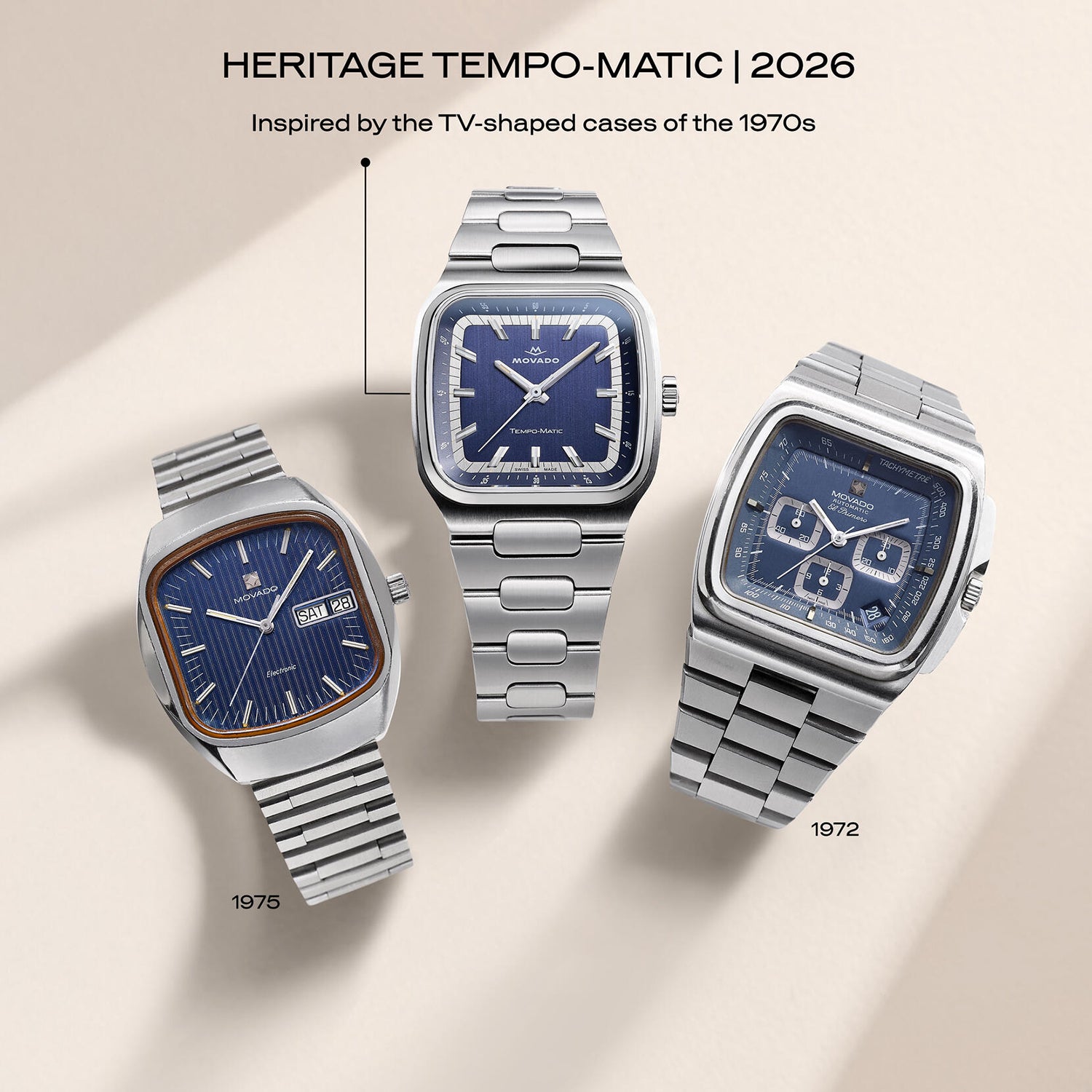 Heritage Tempo-matic Men Automatic Red Dial Analog Stainless Steel Watch 3650266