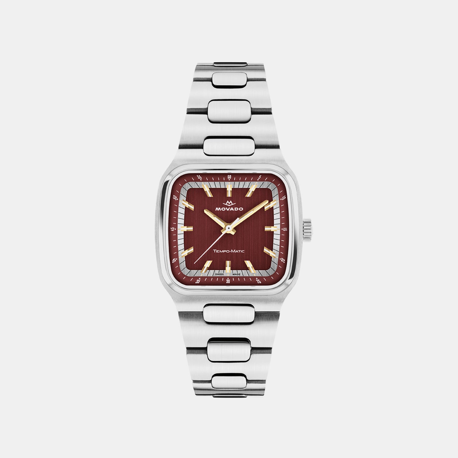 Heritage Tempo-matic Men Automatic Red Dial Analog Stainless Steel Watch 3650266
