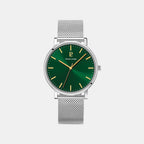 Essential Men Quartz Green Dial Analog Stainless Steel Watch 386C171