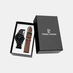 Essential Men Quartz Black Dial Analog Stainless Steel Watch 388C439