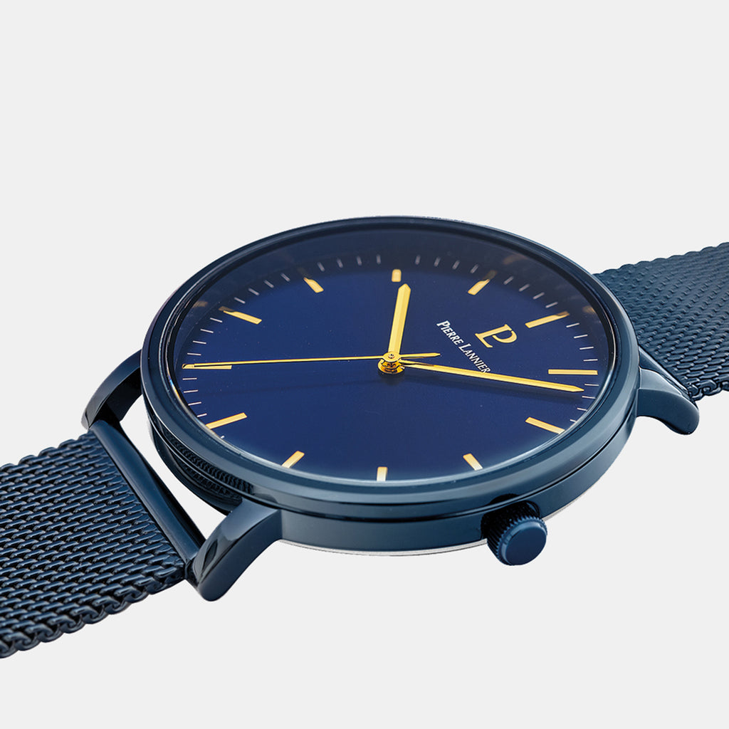 Essential Men Quartz Blue Dial Analog Stainless Steel Watch 388C466