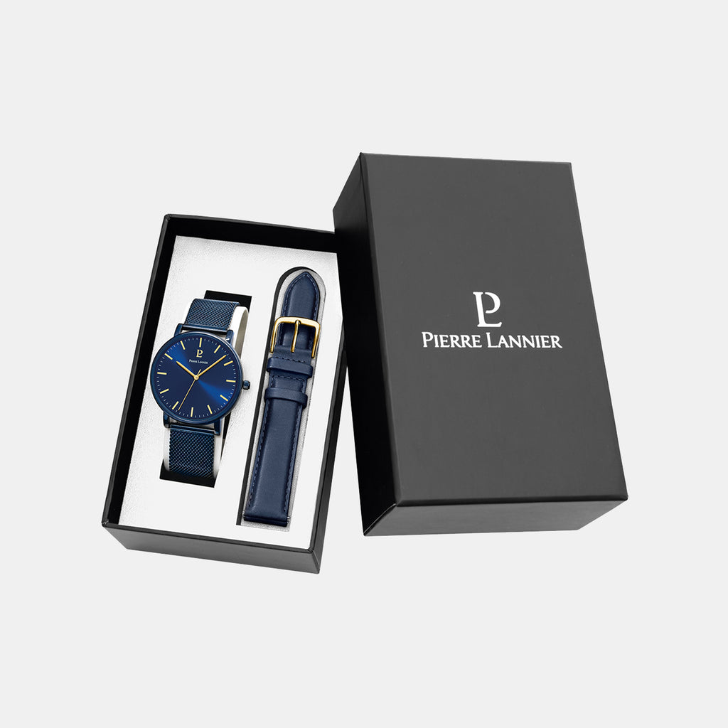 Essential Men Quartz Blue Dial Analog Stainless Steel Watch 388C466