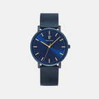 Essential Men Quartz Blue Dial Analog Stainless Steel Watch 388C466