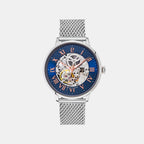 Men Automatic Blue Dial Analog Mesh Watch 391C168