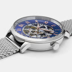 Men Automatic Blue Dial Analog Mesh Watch 391C168