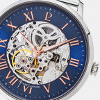 Men Automatic Blue Dial Analog Mesh Watch 391C168