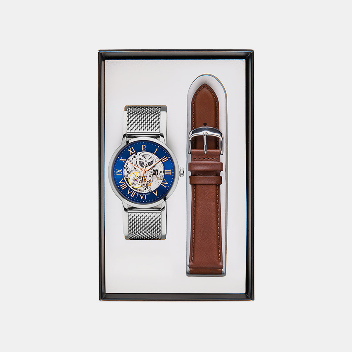 Men Automatic Blue Dial Analog Mesh Watch 391C168