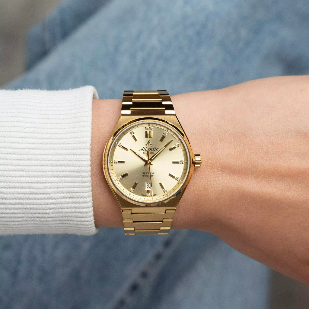 Seawave Women Quartz Gold Dial Analog Stainless Steel Watch 39365.45.31