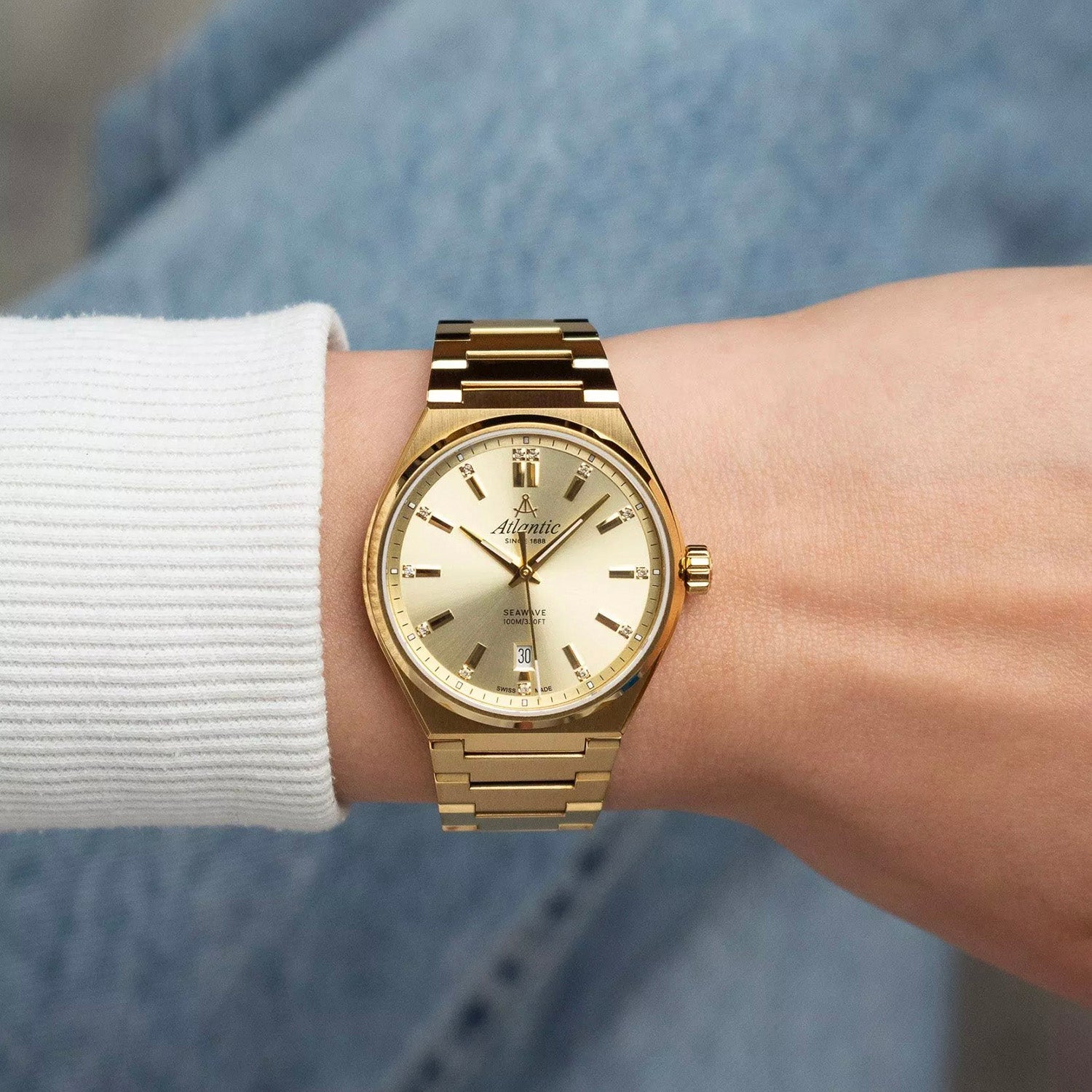Seawave Women Quartz Gold Dial Analog Stainless Steel Watch 39365.45.31