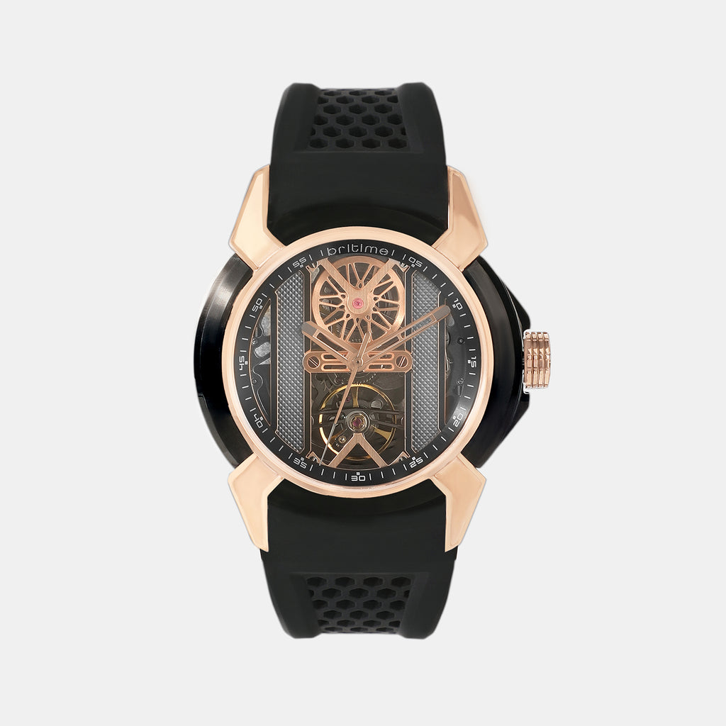 Vortex Men Automatic Black Dial Analog Silicone Watch 395-P41506