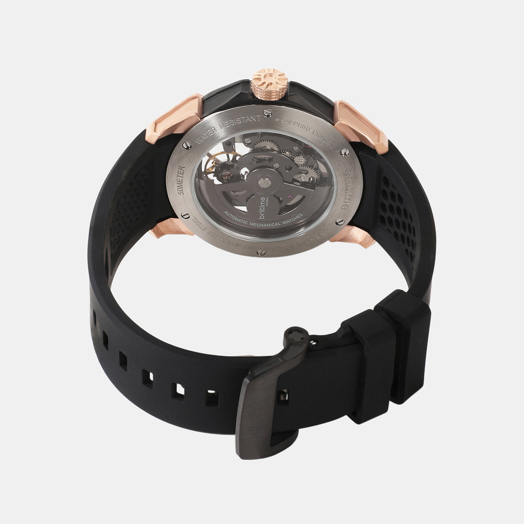 Vortex Men Automatic Black Dial Analog Silicone Watch 395-P41506