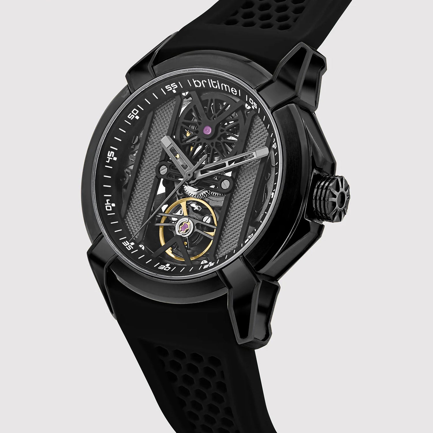 Quantum Men Automatic Grey Dial Analog Silicone Watch 395-P81506