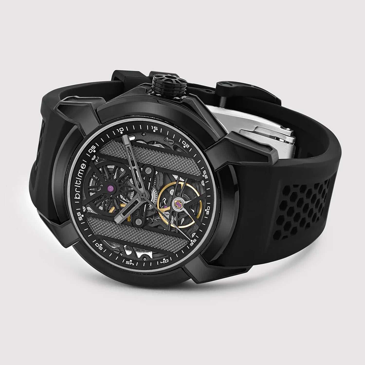 Quantum Men Automatic Grey Dial Analog Silicone Watch 395-P81506