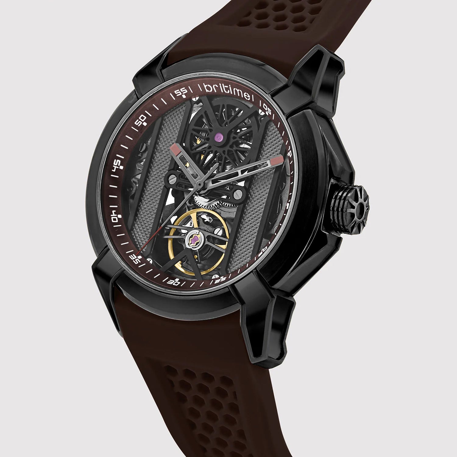 Quantum Men Automatic Maroon Dial Analog Silicone Watch 395-P81515