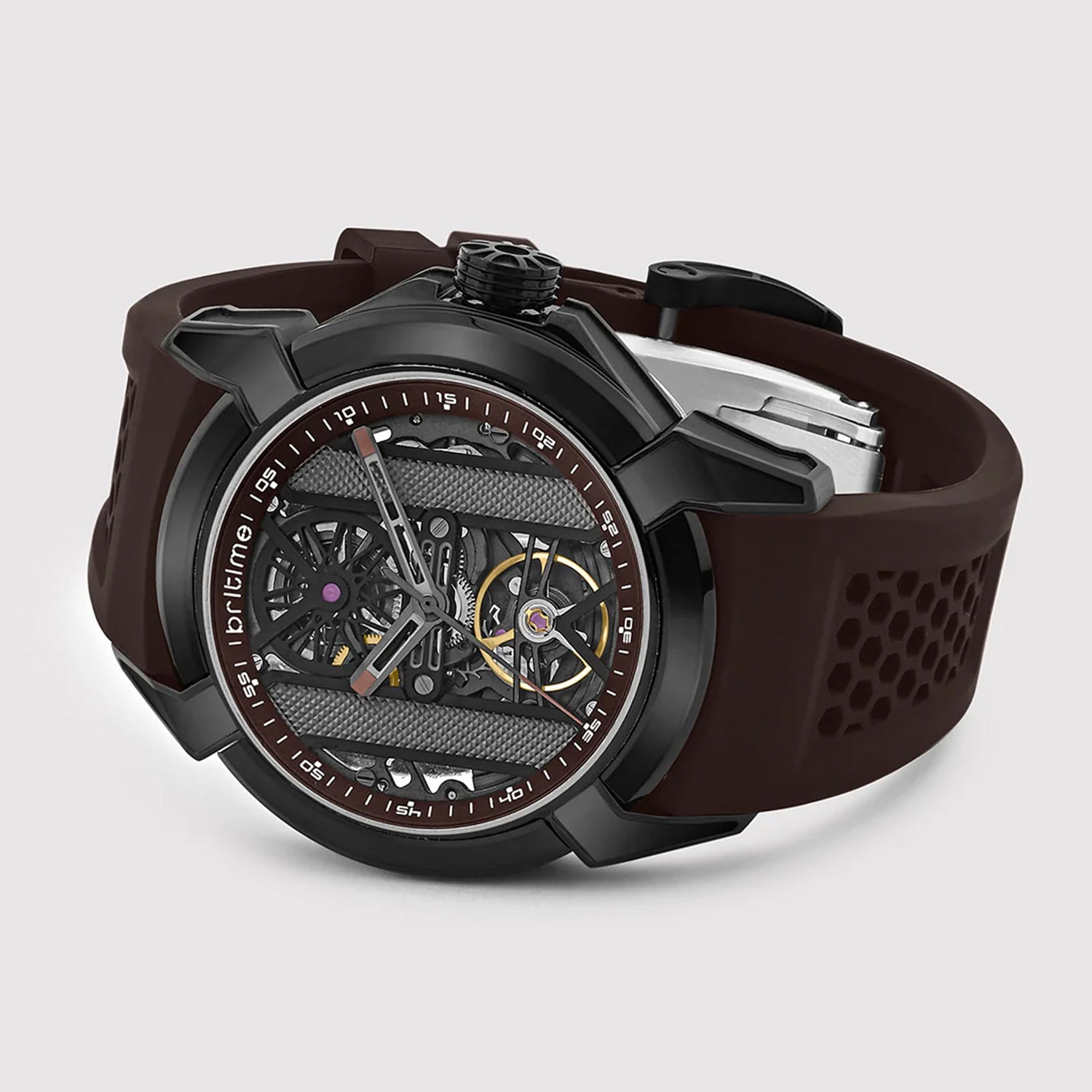 Quantum Men Automatic Maroon Dial Analog Silicone Watch 395-P81515