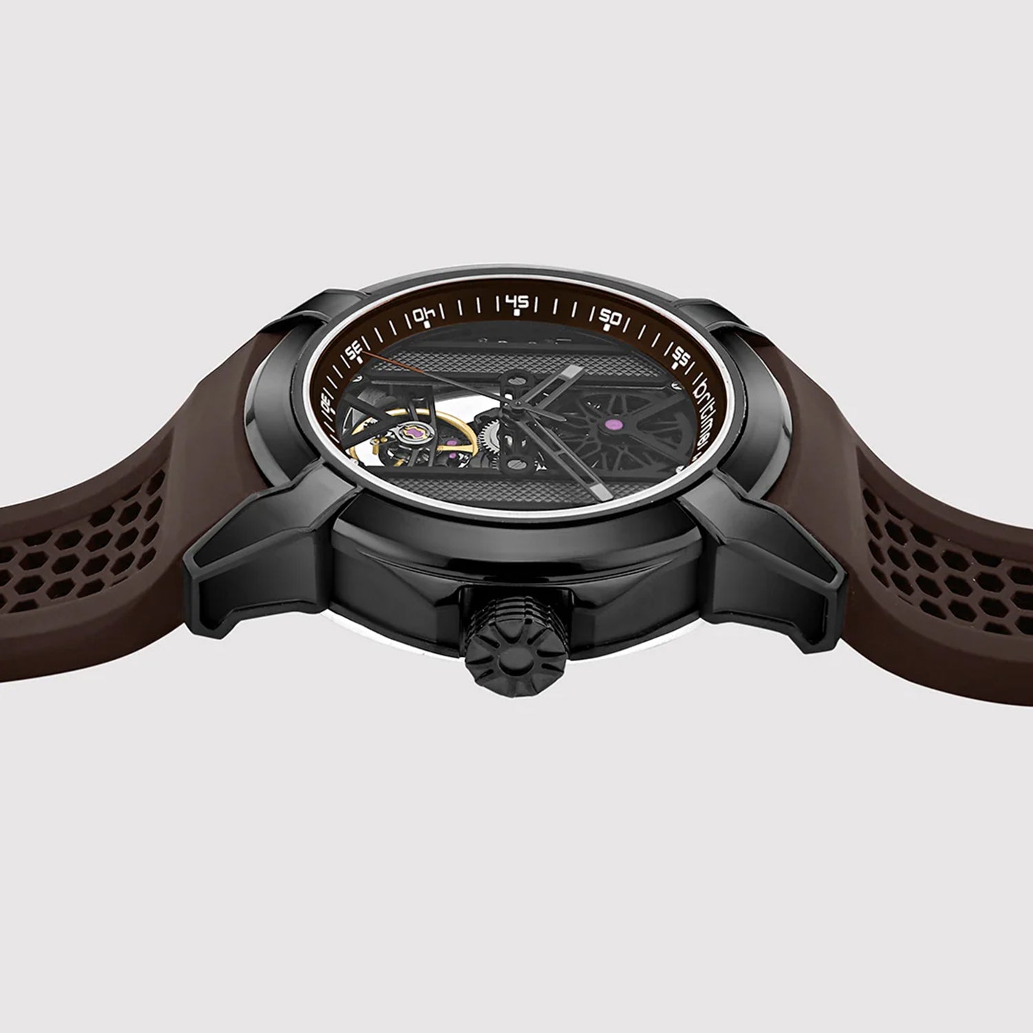 Quantum Men Automatic Maroon Dial Analog Silicone Watch 395-P81515