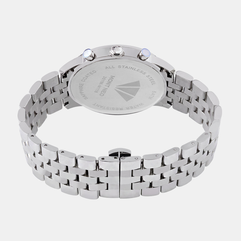 Men Quartz Blue Dial Multi-Function Metal Watch 3511M-M1118