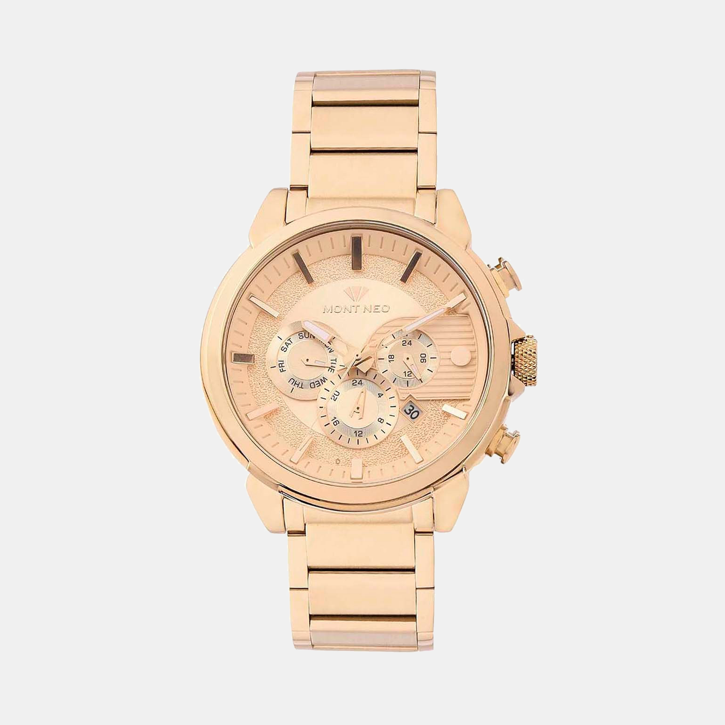 Men Quartz Rose Gold Dial Multi-Function Metal Watch 1058M-M3307