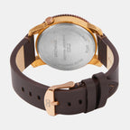 Men Quartz Brown Dial Multi-Function Leather Watch 1011H-L0306