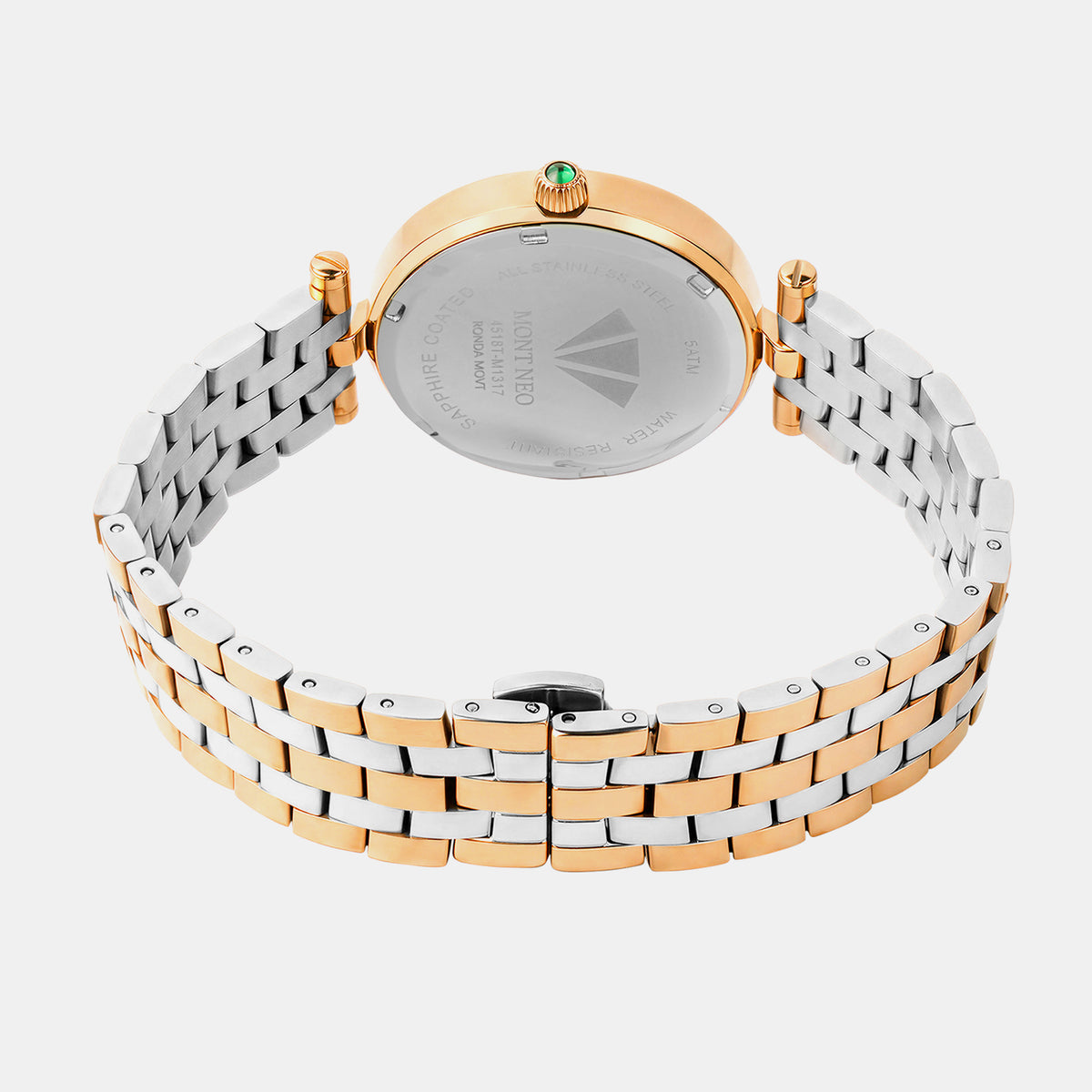 Women Quartz Green Dial Analog Metal Watch 4518T-M1317