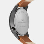 Men Quartz Black Dial Multi-Function Leather Watch 1011R-L0404