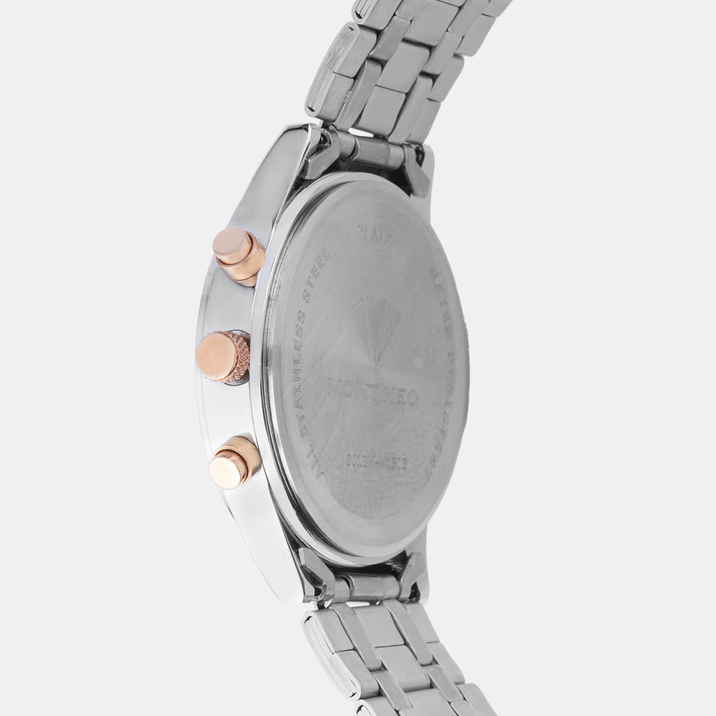 Men Quartz Silver Dial Multi-Function Metal Watch 8018M-M1303