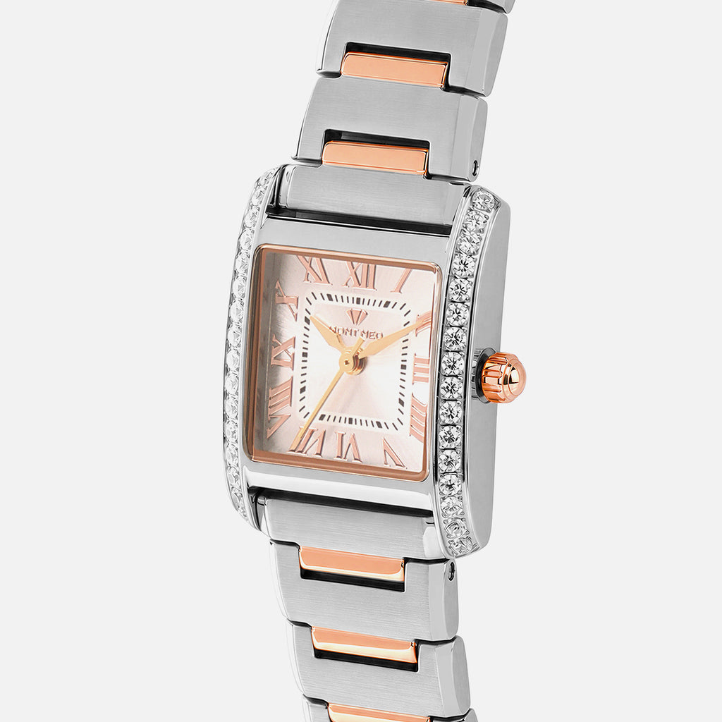 Women Quartz Silver Dial Analog Stainless Steel Watch 4001T-M1303