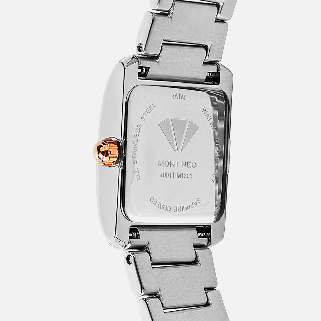 Women Quartz Silver Dial Analog Stainless Steel Watch 4001T-M1303