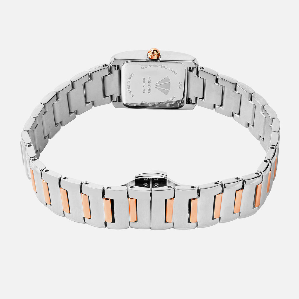Women Quartz Silver Dial Analog Stainless Steel Watch 4001T-M1303