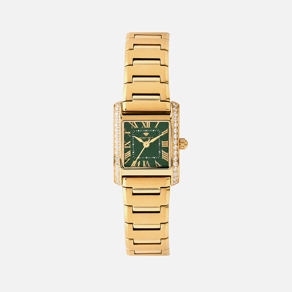 Women Quartz Gold Dial Analog Stainless Steel Watch 4001T-M2214