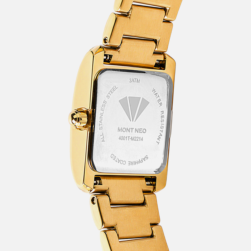 Women Quartz Gold Dial Analog Stainless Steel Watch 4001T-M2214