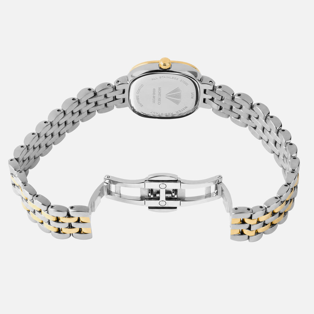 Women Quartz Gold Dial Analog Stainless Steel Watch 4004B-M1201