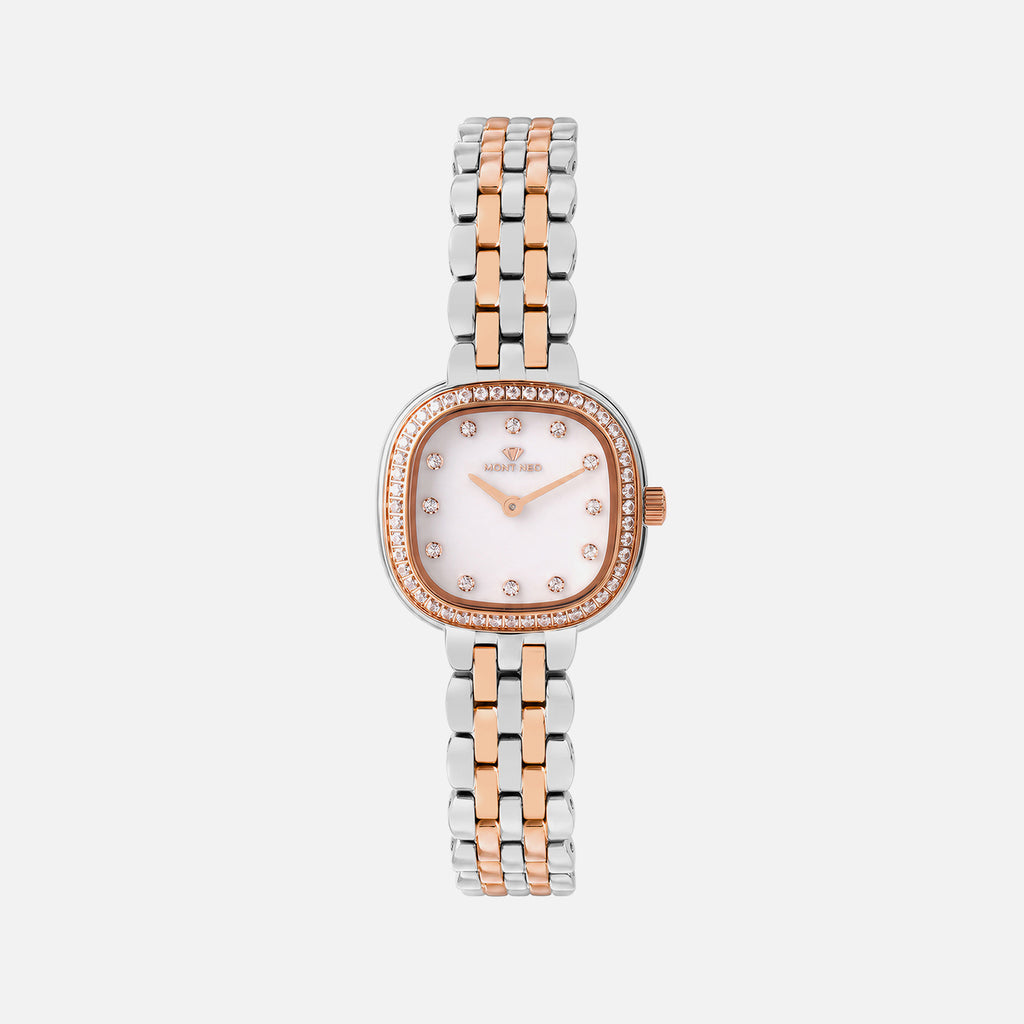 Women Quartz Silver Dial Analog Stainless Steel Watch 4004B-M1301