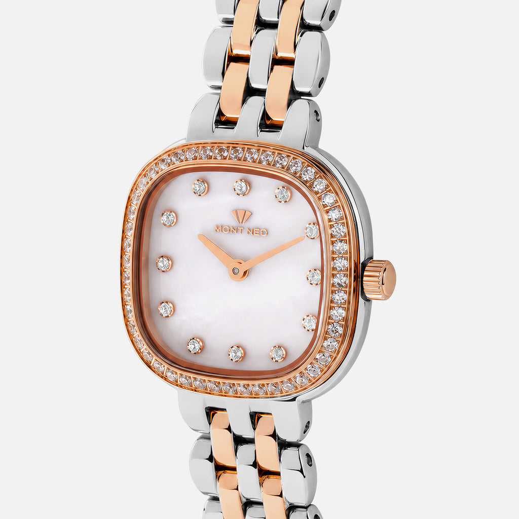 Women Quartz Silver Dial Analog Stainless Steel Watch 4004B-M1301