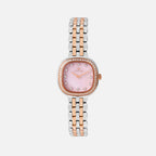 Women Quartz Pink Dial Analog Stainless Steel Watch 4004B-M1307