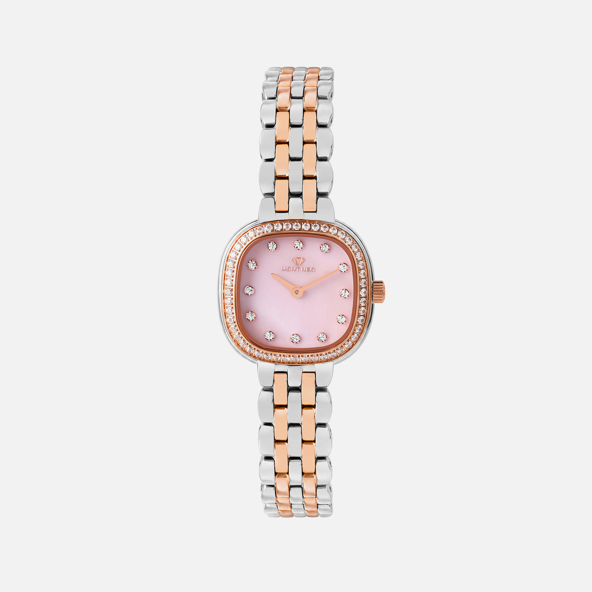 Women Quartz Pink Dial Analog Stainless Steel Watch 4004B-M1307