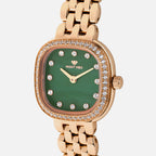 Women Quartz Green Dial Analog Stainless Steel Watch 4004B-M3314