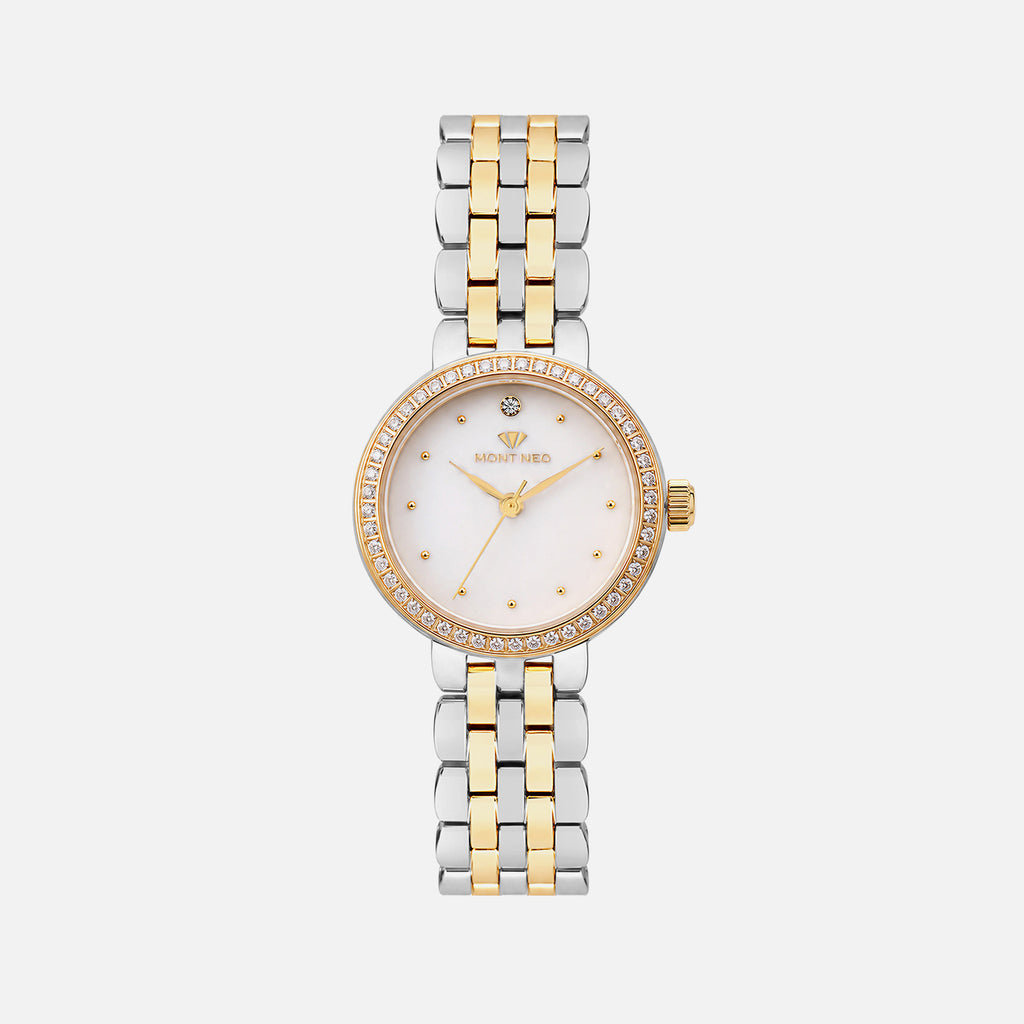 Women Quartz Silver Dial Analog Stainless Steel Watch 4005T-M1201