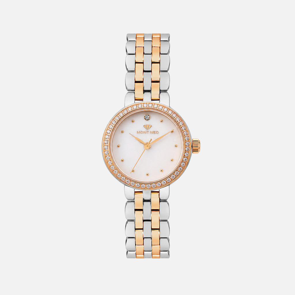 Women Quartz Silver Dial Analog Stainless Steel Watch 4005T-M1301