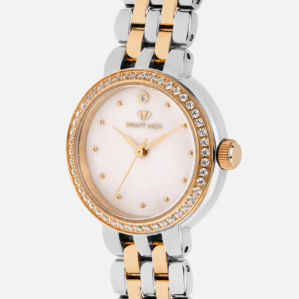 Women Quartz Silver Dial Analog Stainless Steel Watch 4005T-M1301