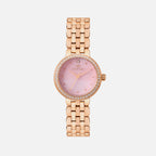 Women Quartz Pink Dial Analog Stainless Steel Watch 4005T-M3307