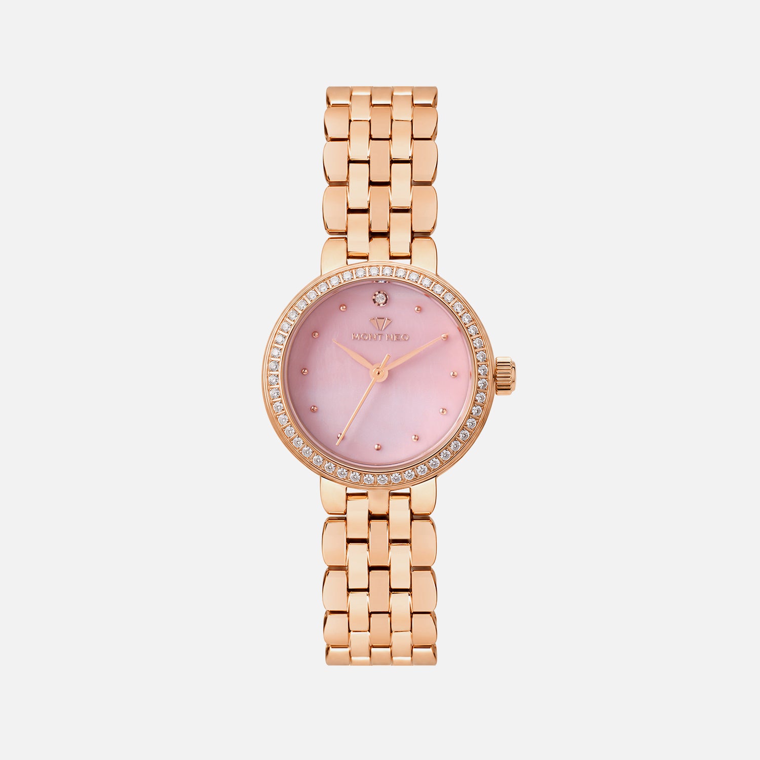 Women Quartz Pink Dial Analog Stainless Steel Watch 4005T-M3307